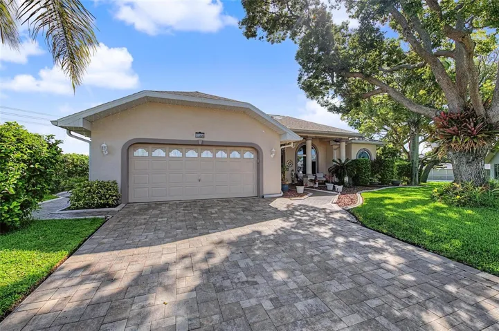 The oversized driveway offers plenty of parking for guests.