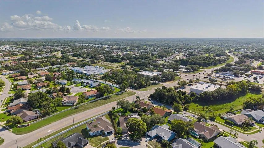Ariel shot of the neighborhood and surrounding area.