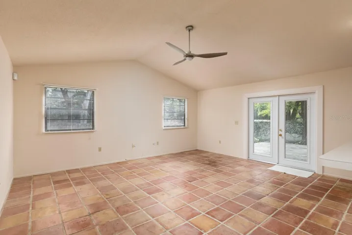 Vaulted ceilings make the living open and bright