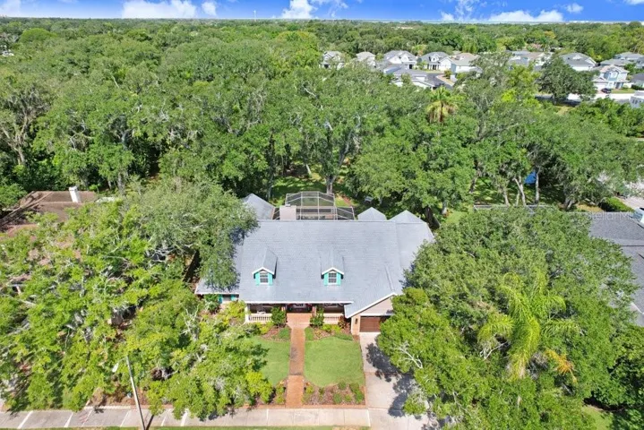 Drone view of property