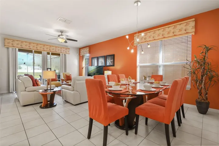 Open dining and living areas provide an ideal layout for relaxing and entertaining while on vacation.