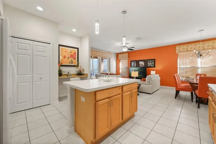 Open kitchen overlooking the main living and dining areas, keeping everyone connected while preparing meals.