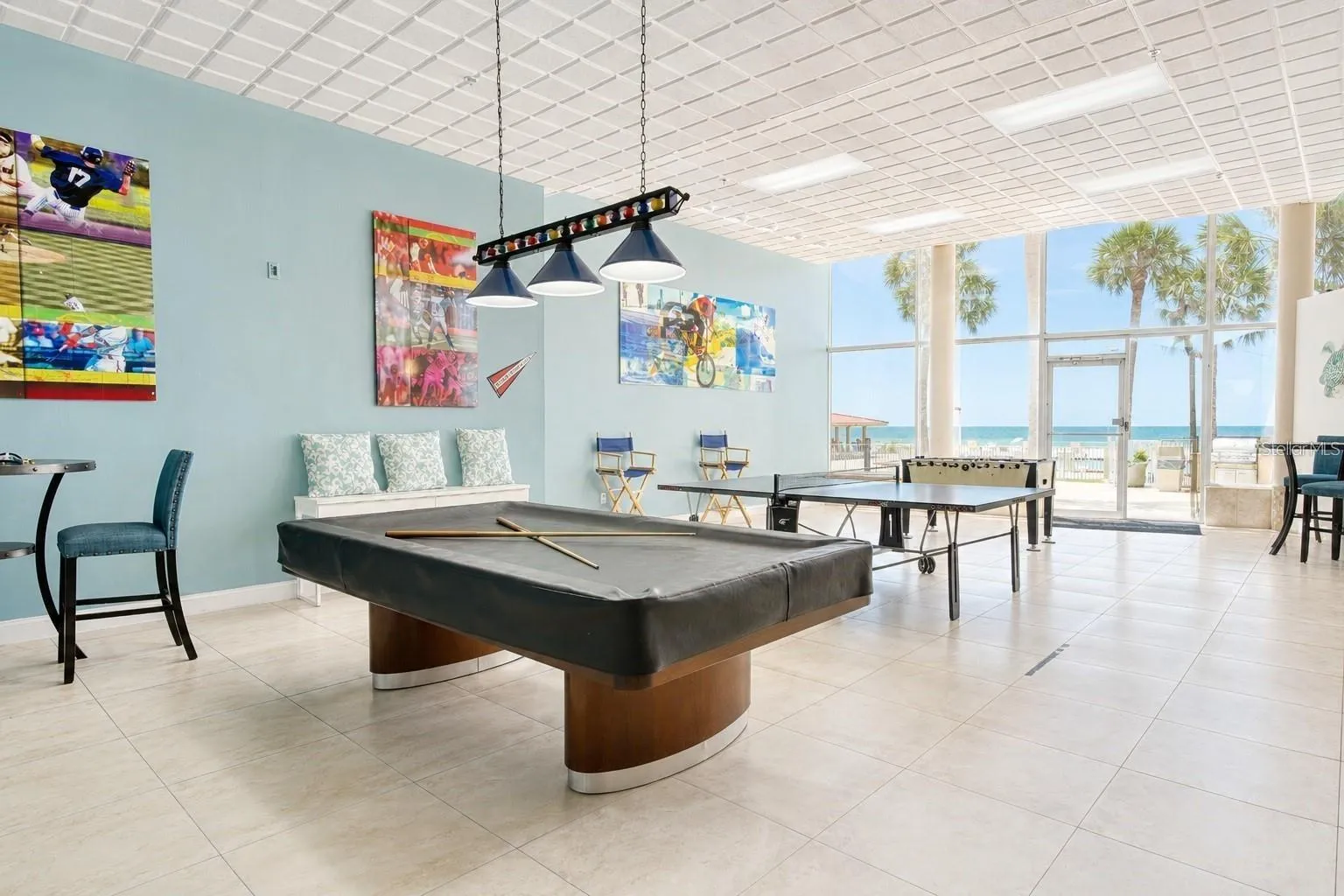 Club room and game room.