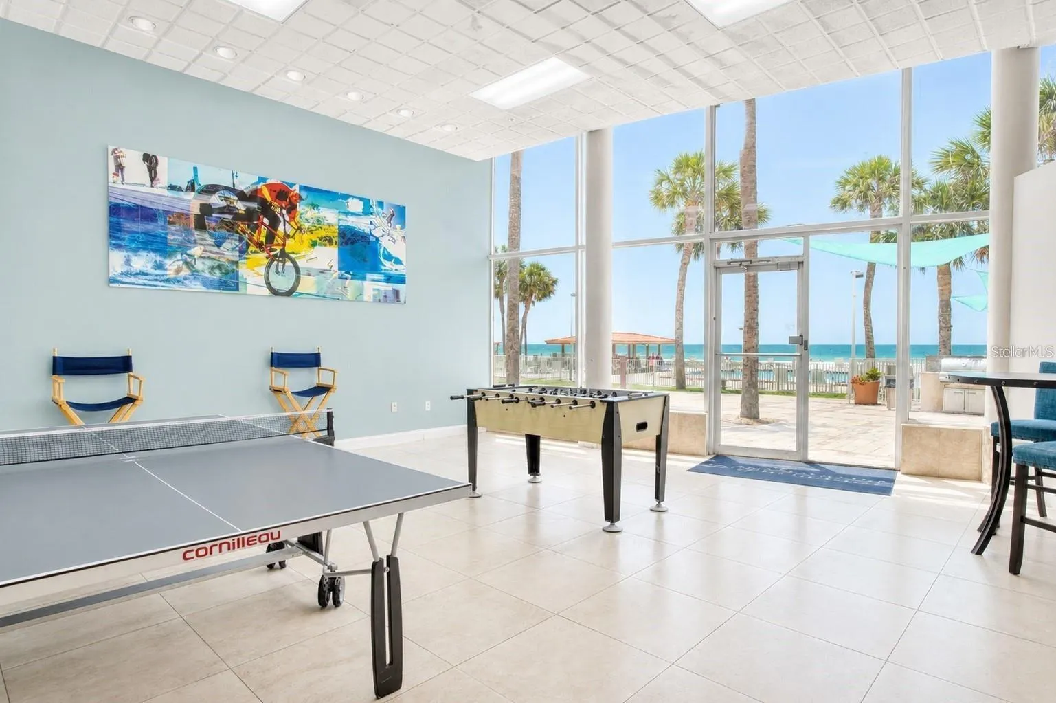 Club room and game room.