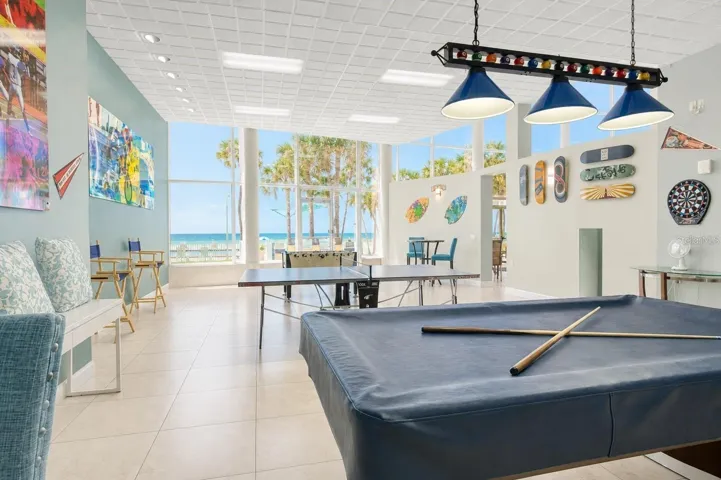 Club room and game room.