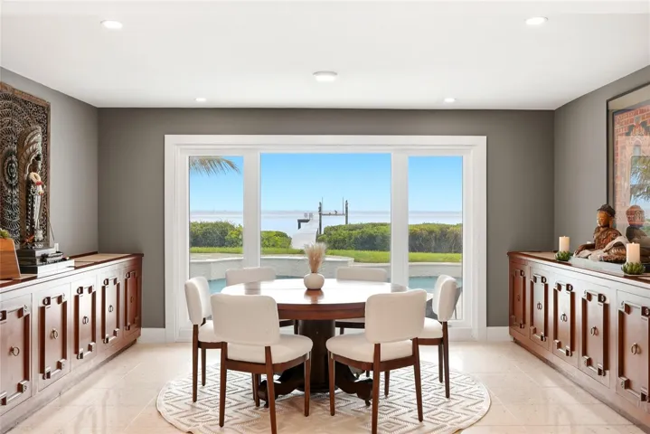 Dining room with original solid-wood built-ins