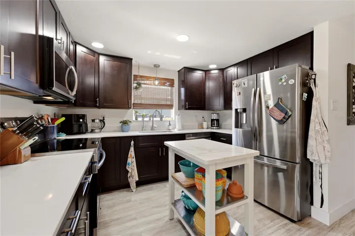 Stone counter tops plus cooking island