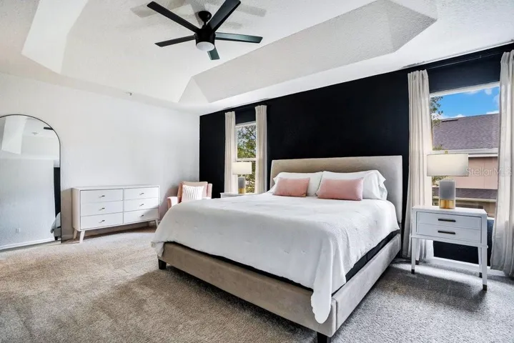 Primary Bedroom with Tray Ceilings