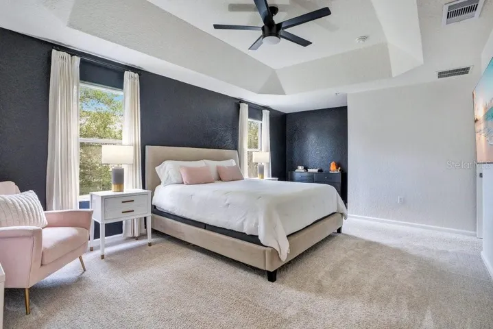 Primary Bedroom with Tray Ceilings