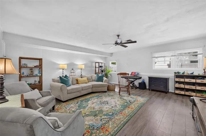 Family Room with laminate flooring