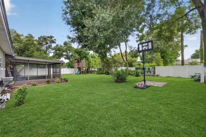 Virtual lawn in backyard