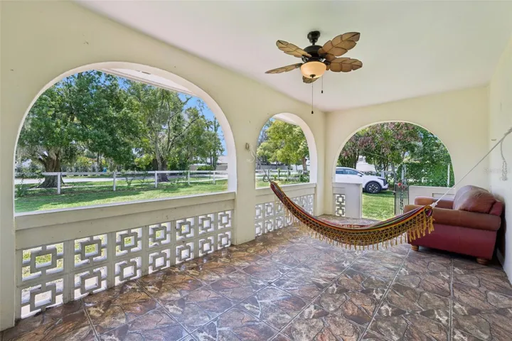 Welcoming oversized covered front porch
