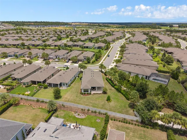 Drone view of the rear. This home is on a Premium Oversized Lot