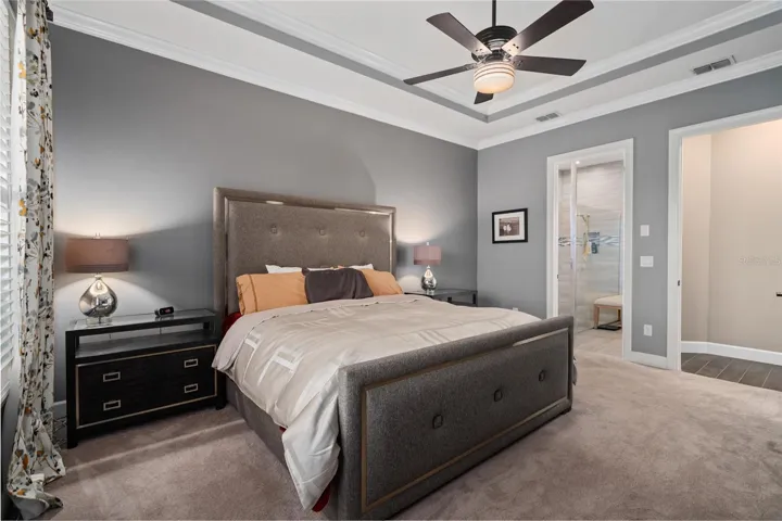 Primary Suite with the En-Suite in view.