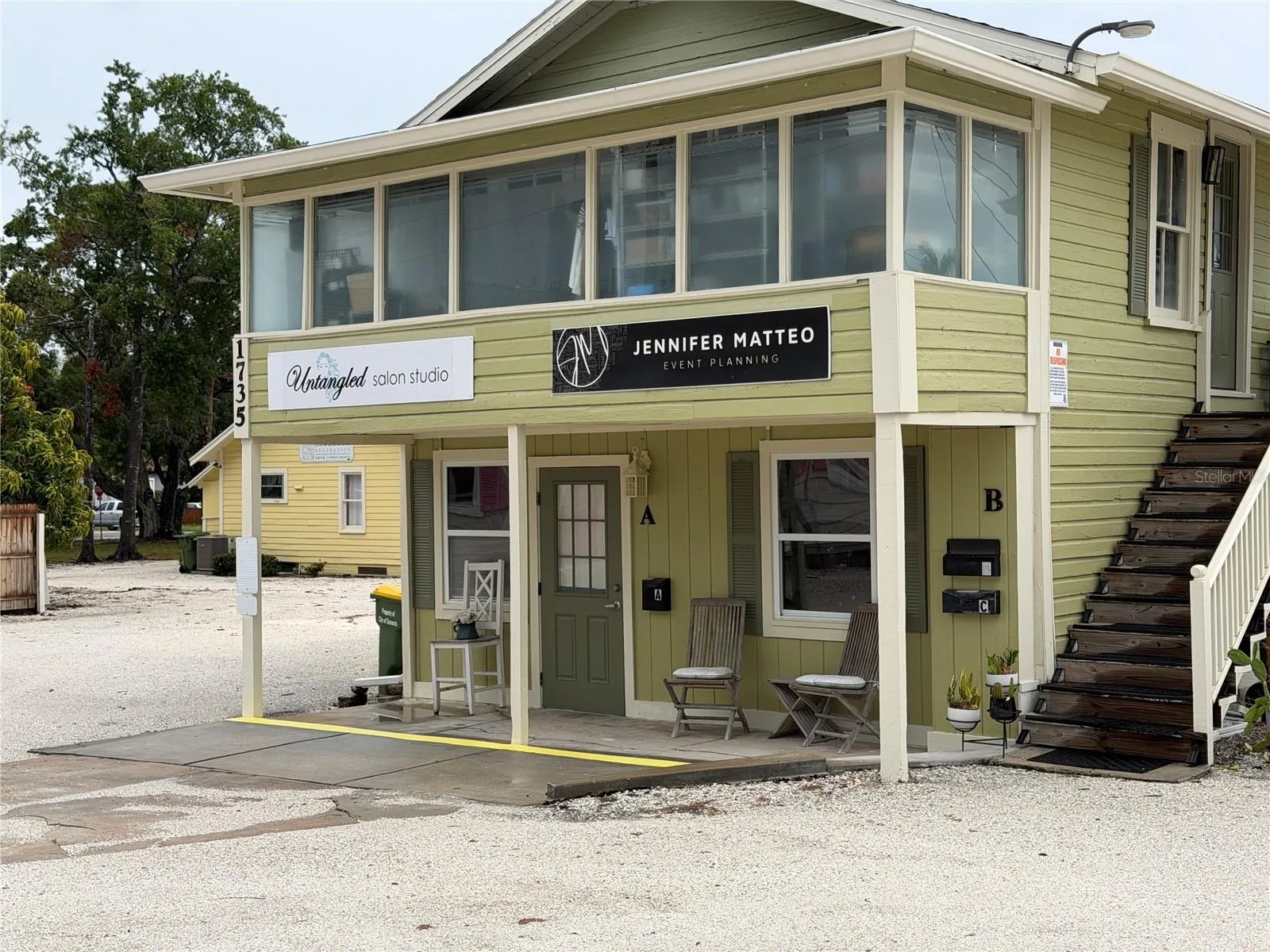 Space is upstairs. Signage is on right side and also on monument sign on Fruitville Road