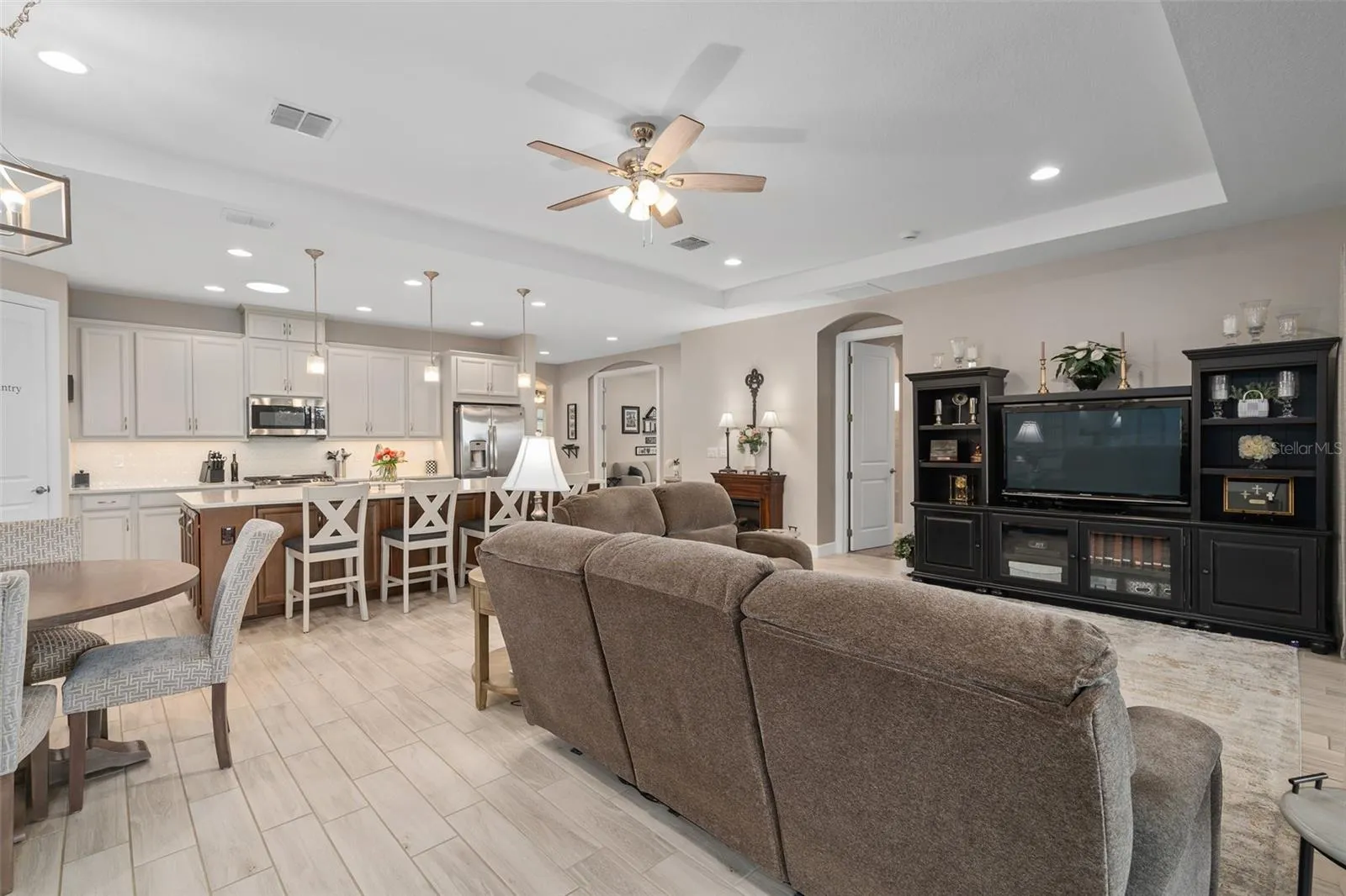 View of the Kitchen from the Great Room and Dining Area. This is a Great Entertaining Area.