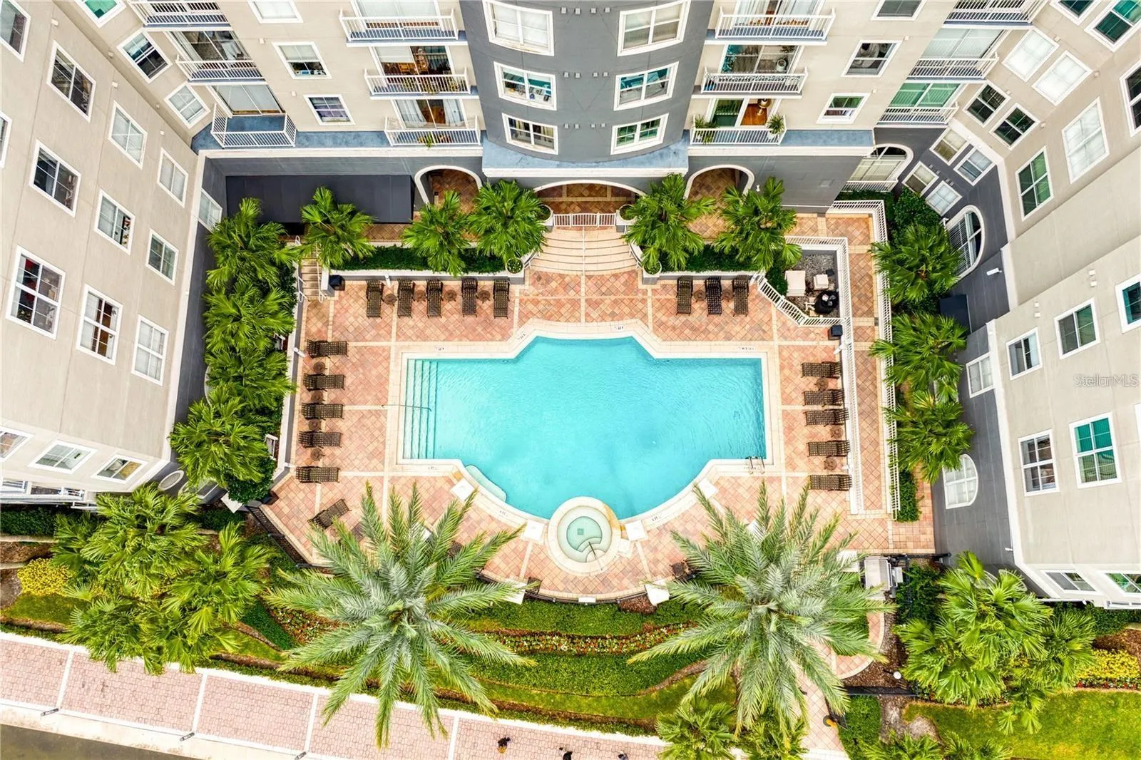 Ariel view of community pool