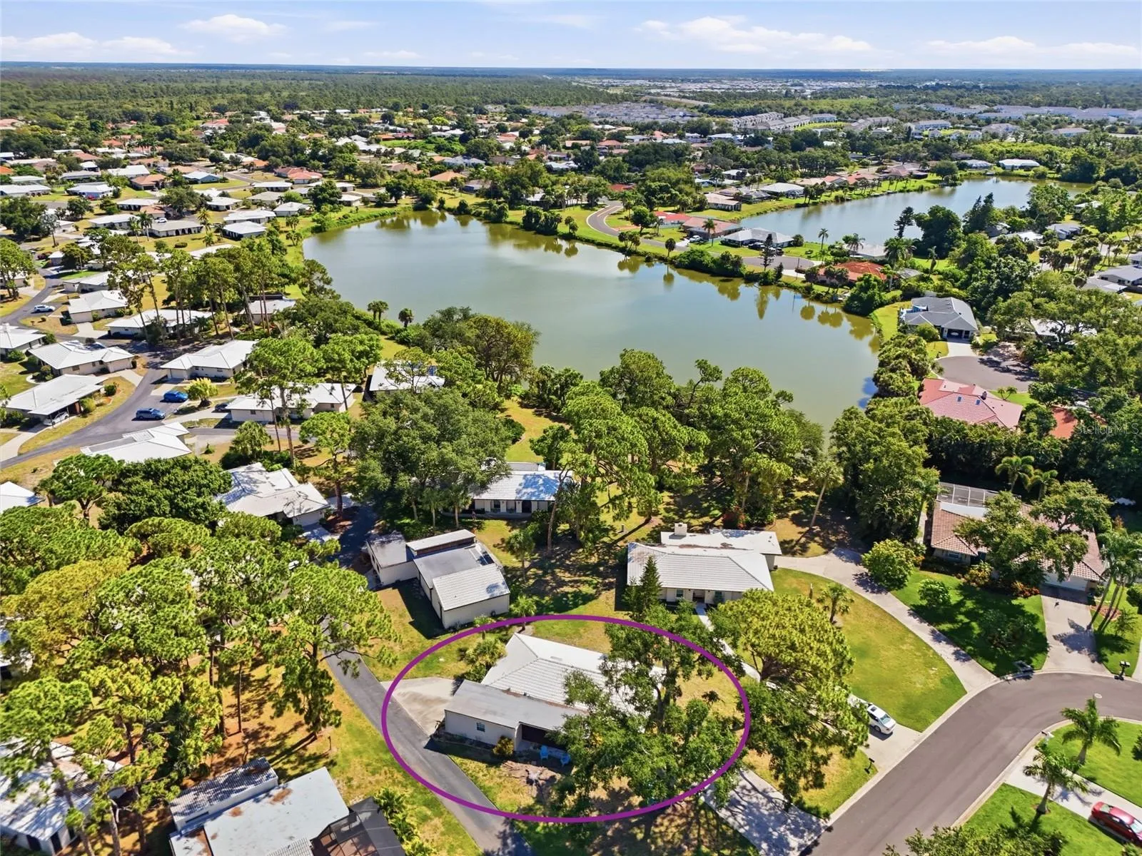 Aerial view of the neighborhood looking east.