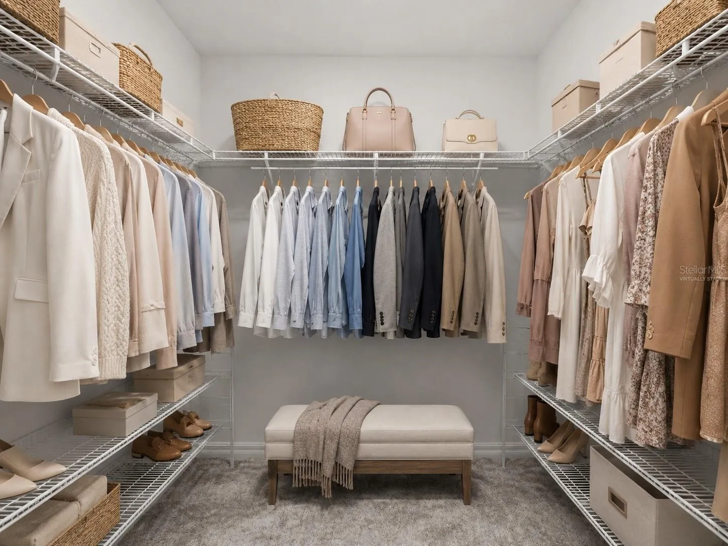 Primary closet Virtually staged