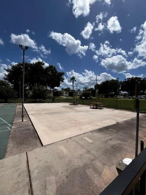 Sitting area by shuffleboard court