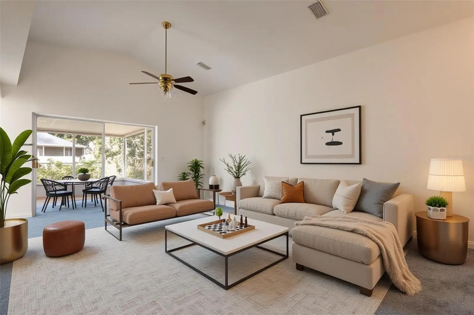 Virtual staged living room. Tons of potential!