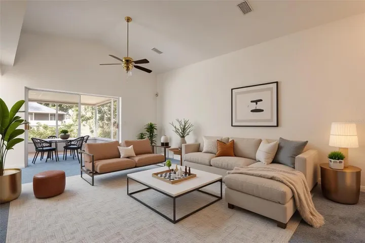 Virtual staged living room. Tons of potential!