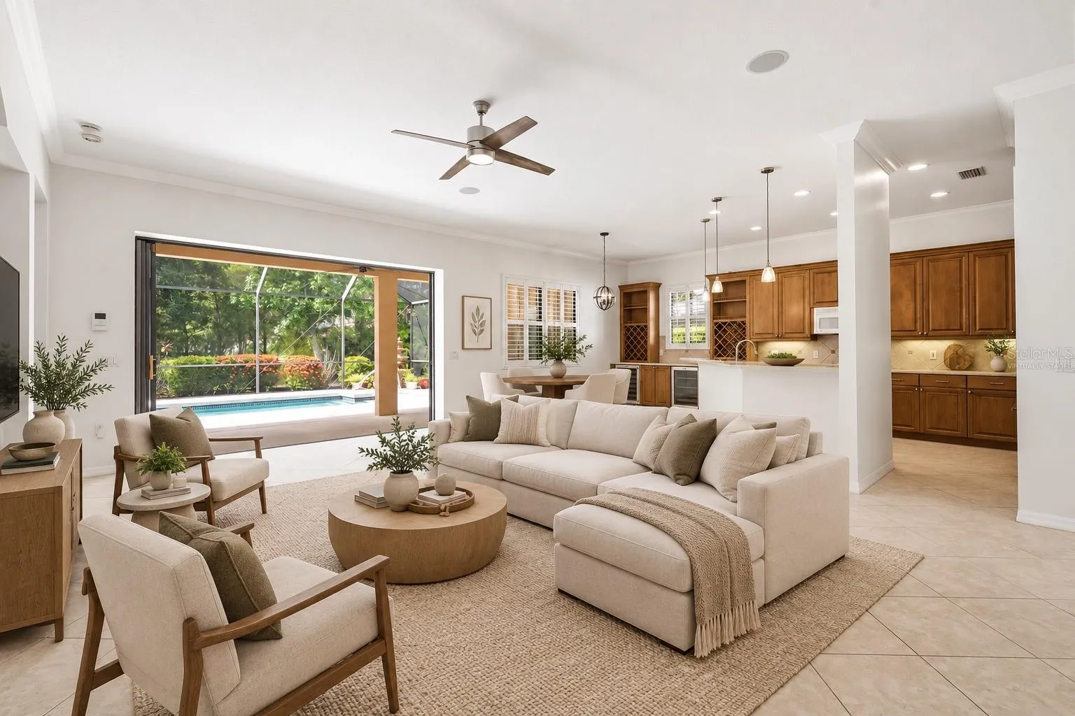Virtually Staged – Family Room &amp; Kitchen
