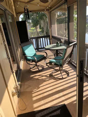big patio overlooking lake