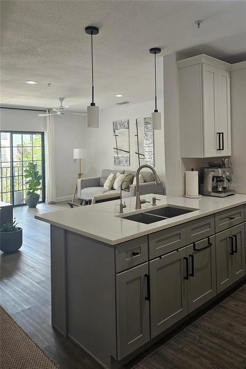 Kitchen view of living room