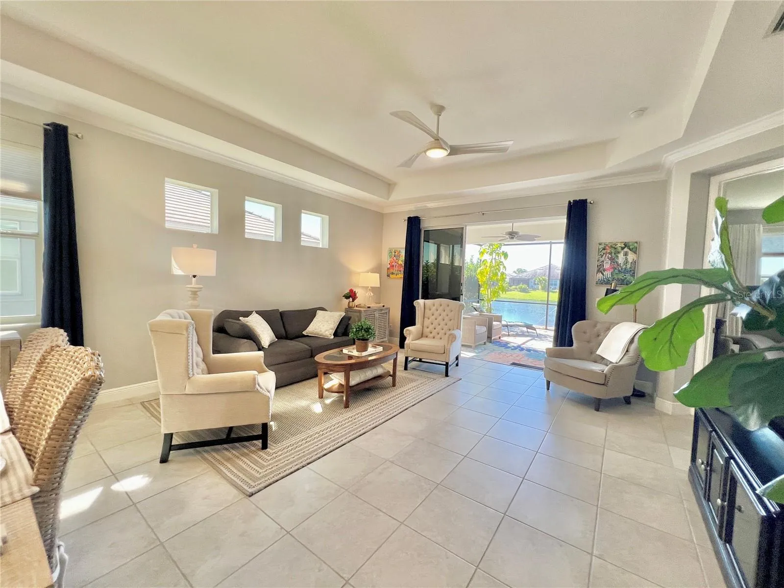 Large Living Room with Water View.