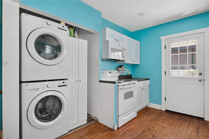 Stack Washer and Dryer with storage closet