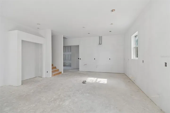 Dining room and kitchen space with pantry
