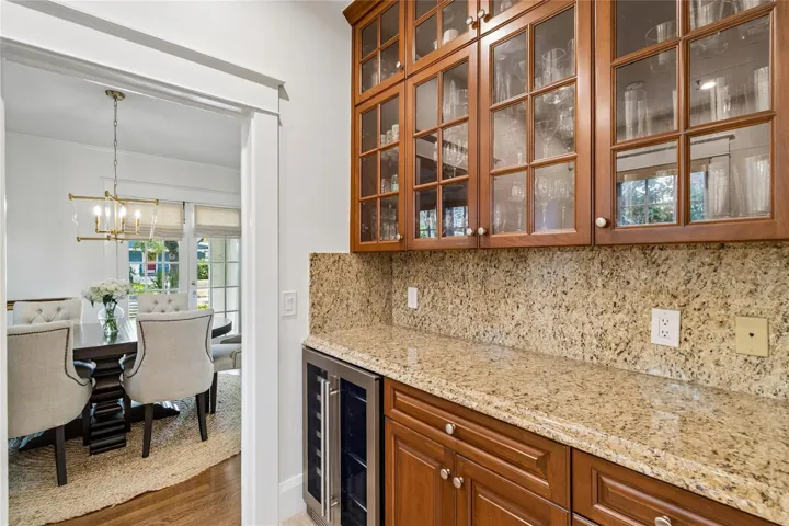 Butlers pantry with new beverage refrigerator