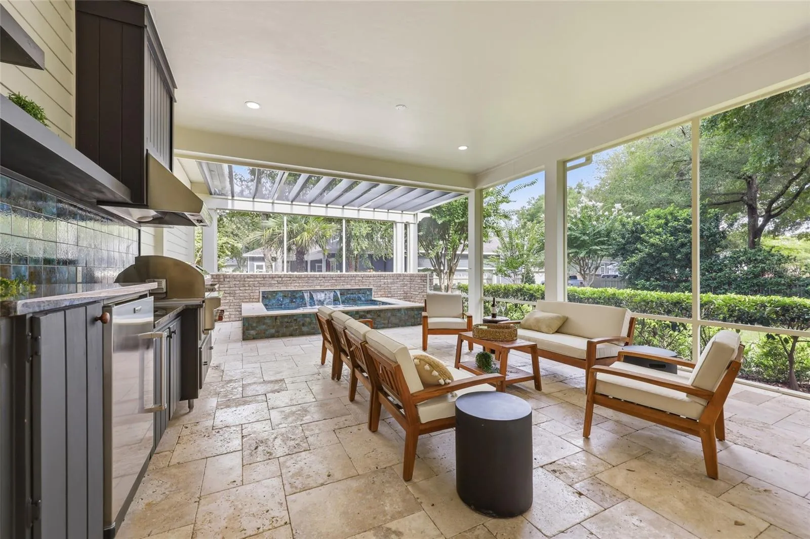 Outdoor kitchen and seating