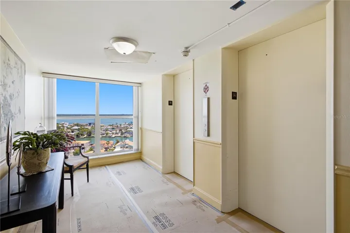 Bright and sunny hallways with windows and a view