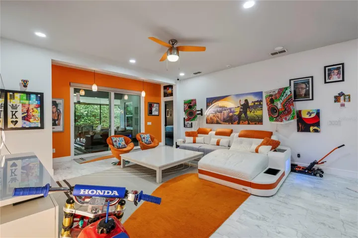 Great room with new sliders leading to the Florida Room.