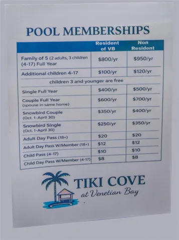 POOL MEMBERSHIPS AVALIABLE