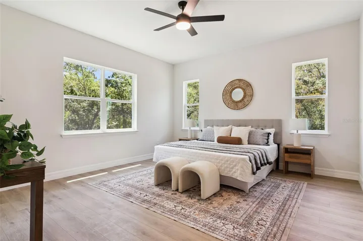 Primary bedroom, first floor (staged)