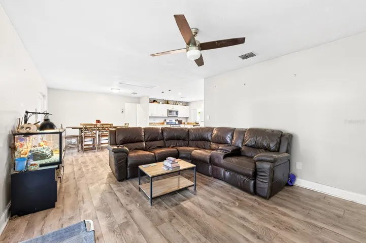 Open living and dining.