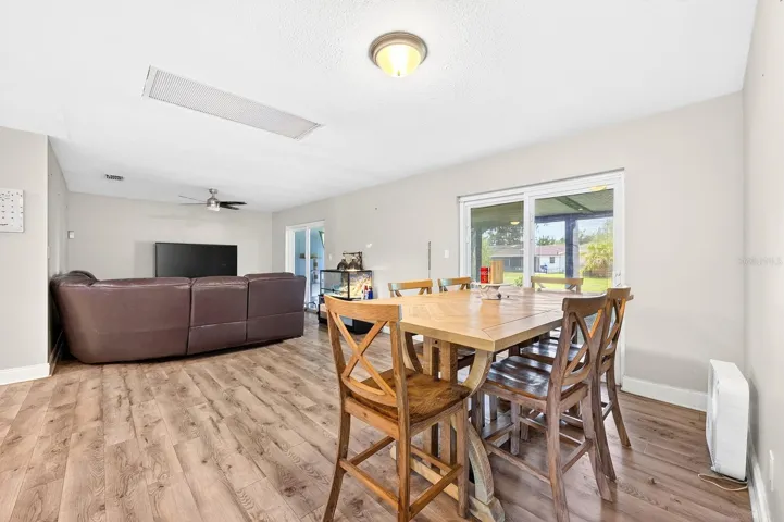 Open living and dining.