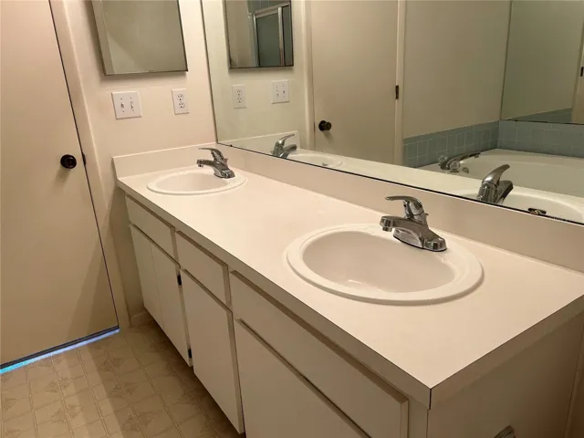 Master vanity, double sinks