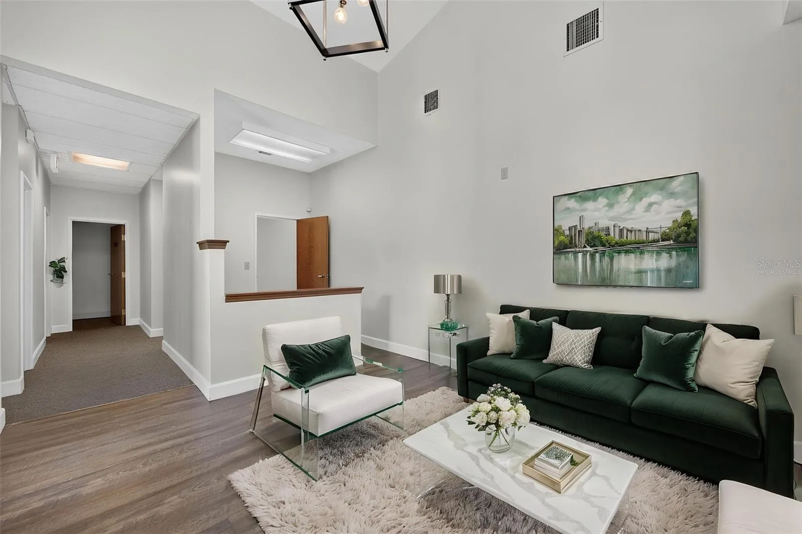 Reception area virtually staged
