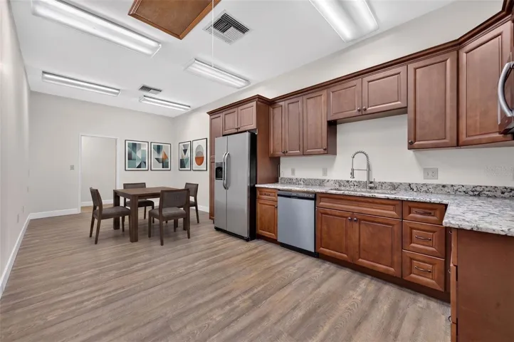 Kitchen and breakroom virtually staged