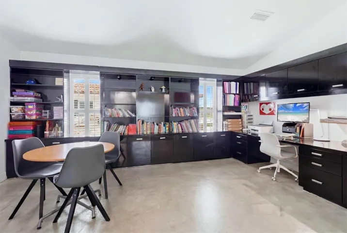 Versatile Great-Sized Den Featuring Built-In Cabinetry