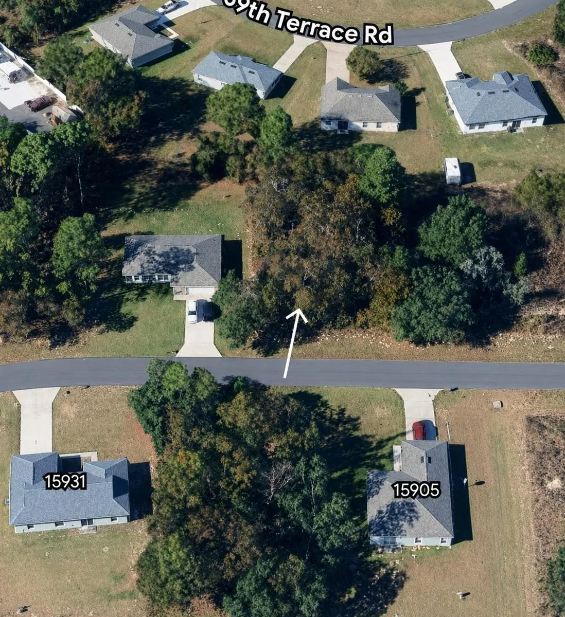 Aerial view showing location of property