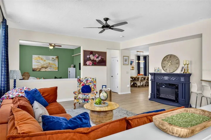 Living room connects to an office space on first floor