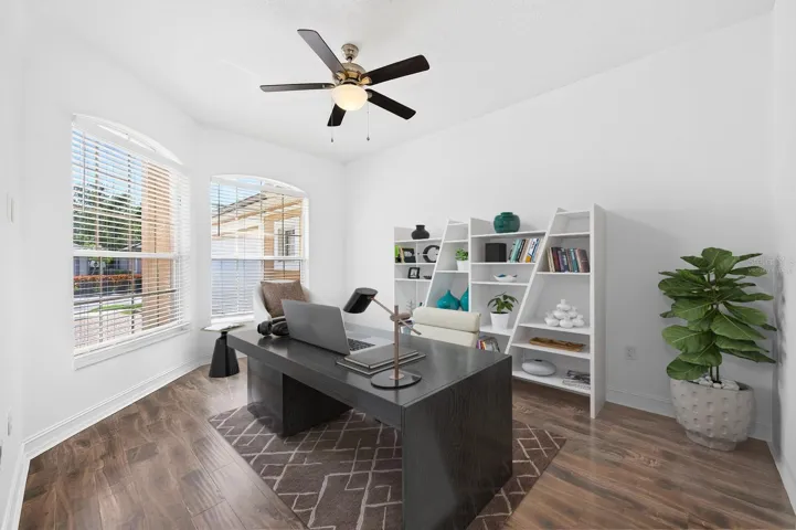 Flexible space for additional living, home office or 4th bedroom. Virtually Staged.