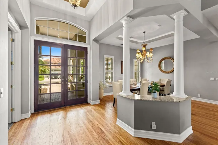 Foyer with 12 ft ceilings