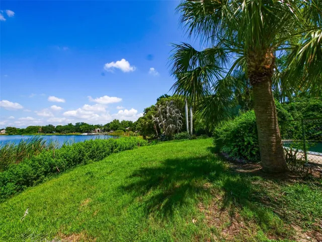 Lawn along the shoreline of Lake Giles