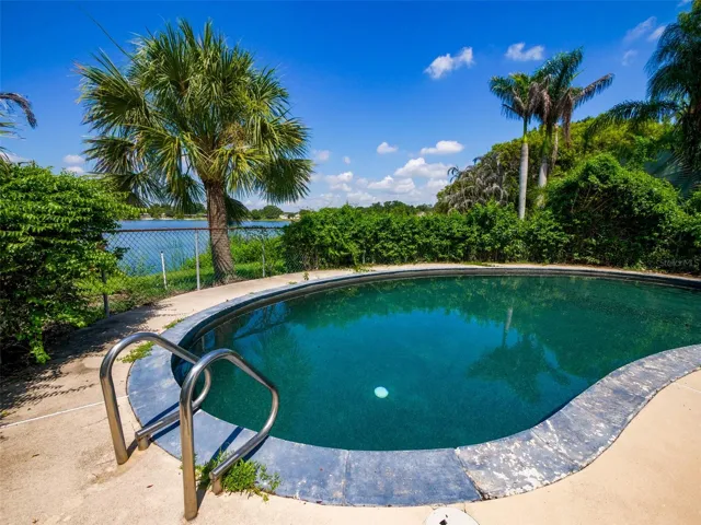 Pool with lake view